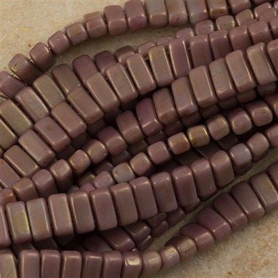 50 CzechMates 3x6mm Two Hole Brick Beads Ashen Grey Copper Picasso BR-43020CT