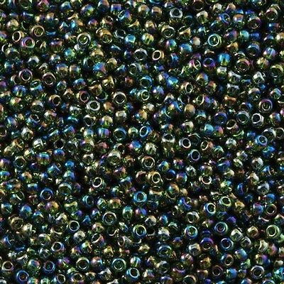 Toho Round Seed Bead 8/0 Transparent Moss AB 5.5-inch tube (180)
