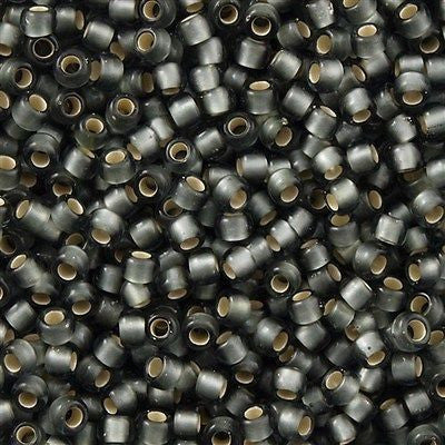 Toho Round Seed Bead 11/0 Silver Lined Transparent Matte Gray 2.5-inch Tube (29BF)