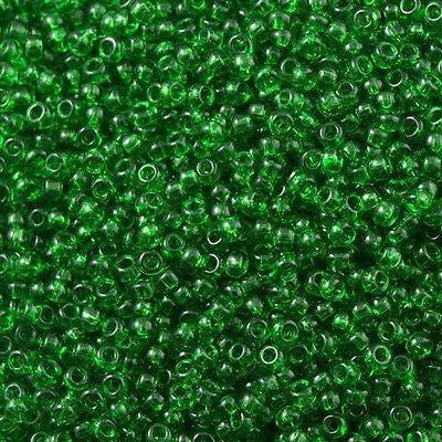 Toho Round Seed Bead 11/0 Transparent Medium Green 2.5-inch Tube (7B)