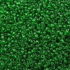 Toho Round Seed Bead 11/0 Transparent Medium Green 2.5-inch Tube (7B)