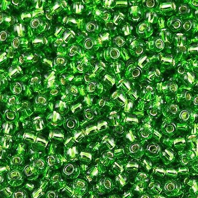 Toho Round Seed Bead 8/0 Silver Lined Green 5.5-inch tube (27)