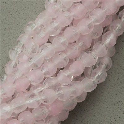 100 Czech Fire Polished 3mm Round Bead Crystal Light Pink (76026)