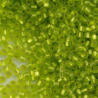 Miyuki Triangle Seed Bead 8/0 Matte Silver Lined Chartreuse #1801F