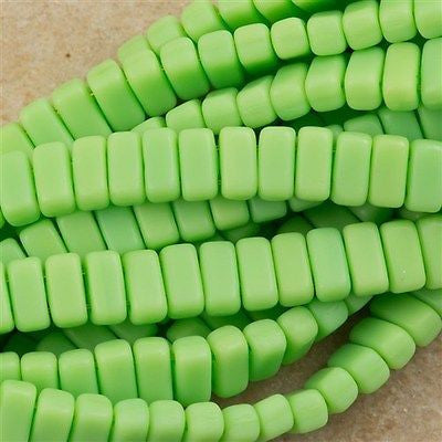 50 CzechMates 3x6mm Two Hole Brick Beads Matte Spring Green BR-53200M