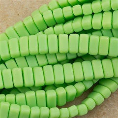 50 CzechMates 3x6mm Two Hole Brick Beads Matte Spring Green BR-53200M