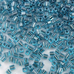 Miyuki 4mm Square Seed Bead Inside Color Lined Blue Steel 19g Tube (2639)