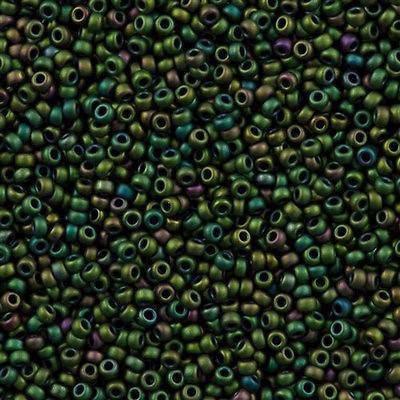 50g Miyuki Round Seed Bead 11/0 Matte Metallic Green (2020)
