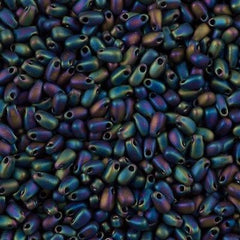 Miyuki Long Drop Seed Bead Opaque Matte Black AB 24g Tube (401FR)