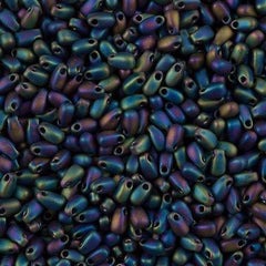 Miyuki Long Drop Seed Bead Opaque Matte Black AB 24g Tube (401FR)