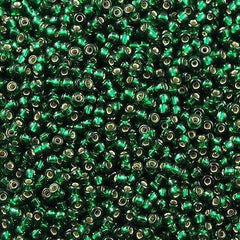 50g Miyuki Round Seed Bead 11/0 Silver Lined Dark Emerald (27)
