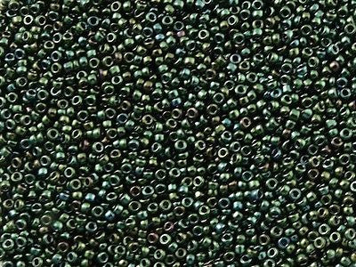 Toho Round Seed Bead 15/0 Metallic Moss 2.5-inch Tube (89)