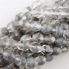 50 Czech Fire Polished 6mm Round Bead Crystal Gray (46028)
