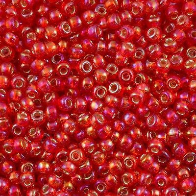 Toho Round Seed Beads 6/0 Silver Lined Light Siam Ruby AB 2.5-inch tube (2025)