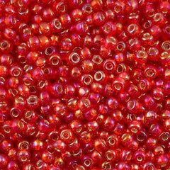 Toho Round Seed Beads 6/0 Silver Lined Light Siam Ruby AB 2.5-inch tube (2025)