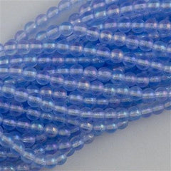 200 Czech 4mm Pressed Glass Round Beads Light Sapphire Luster Iris (30020LR)