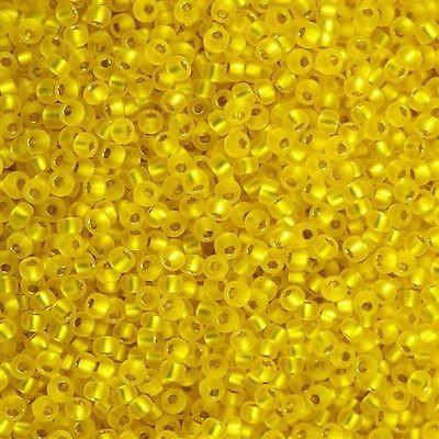 50g Miyuki Round Seed Bead 11/0 Matte Silver Lined Yellow 11-6F