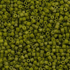 Toho Hex Seed Bead 11/0 Opaque Matte Pea Green Soup 2.5 inch Tube Tube (1624F)