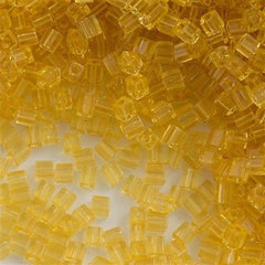 Miyuki 3mm Cube Seed Bead Transparent Light Amber 19g Tube (132)