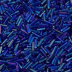 25g Miyuki 6mm Bugle Bead Cobalt Lined Aqua AB (353)