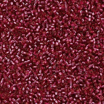 25g Miyuki Delica Seed Bead 11/0 Silver Lined Pink Rose DB1341