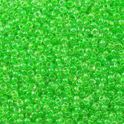 Toho Round Seed Beads 6/0 Inside Color Lined Bright Green 2.5-inch tube (805)