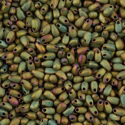 Miyuki Long Drop Seed Bead Opaque Matte Olive Rose 24g Tube (2035)