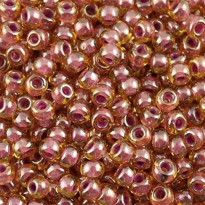 Toho Round Seed Beads 6/0 Inside Color Lined Dusty Mauve Amber 5.5-inch tube (960)