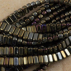50 CzechMates 3x6mm Two Hole Brick Beads Brown Iris (21415)