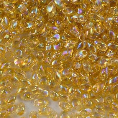 Miyuki Long Magatama Seed Bead Transparent Light Amber AB 15g LM-251