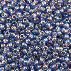 50g Toho Round Seed Bead 8/0 Inside Color Lined Gold Blue AB (997)