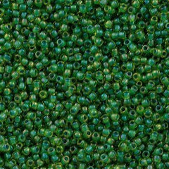 50g Toho Round Seed Bead 11/0 Yellow Inside Color Lined Lime Green (947)