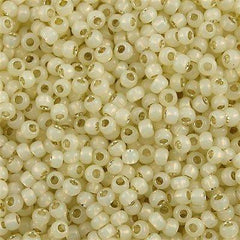 50g Toho Round Seed Bead 11/0 Silver Lined Milky Light Jonquil (2125)