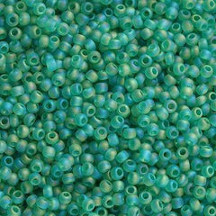 50g Toho Round Seed Bead 11/0 Transparent Matte Medium Lime Green AB (164BF)