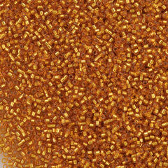 25g Miyuki Delica Seed Bead 11/0 Duracoat Dyed Silver Lined Yellow Gold DB2157