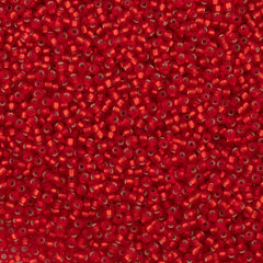 50g Miyuki Round Seed Bead 11/0 Matte Silver Lined Red (10F)