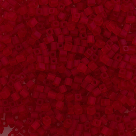 Miyuki 3mm Cube Seed Bead Matte Ruby 10g (141F)