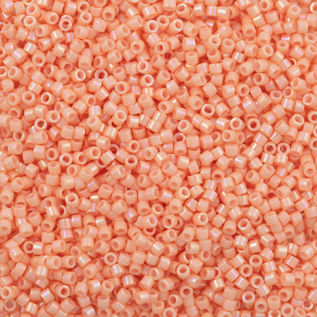 25g Miyuki Delica Seed Bead 11/0 Opaque Peachy Coral Gold Luster DB207