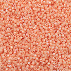 Miyuki Delica Seed Bead 11/0 Opaque Peachy Coral Gold Luster 2-inch Tube DB207
