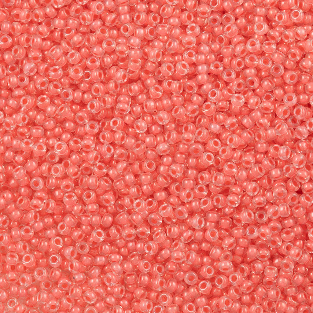 50g Miyuki Round Seed Bead 11/0 Inside Color Lined Pink Grapefruit (204)