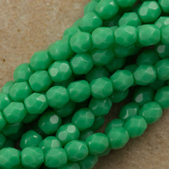 50 Czech Fire Polished 6mm Round Bead Green Turquoise (53130)