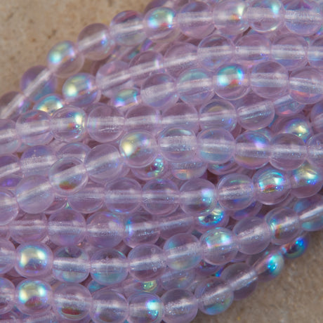 200 Czech 4mm Pressed Glass Round Beads Alexandrite AB (20210X)