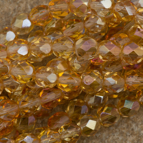 50 Czech Fire Polished 6mm Round Bead Crystal Celsian (00030Z)