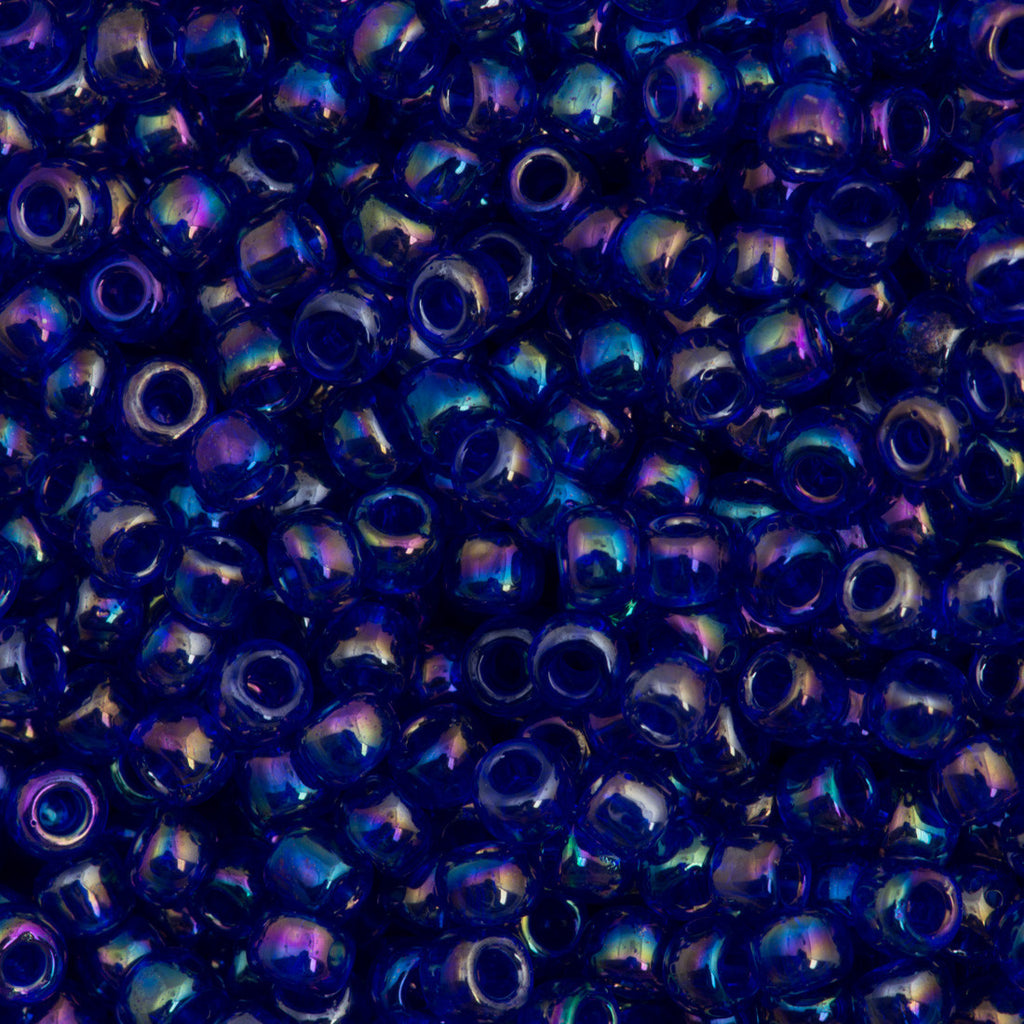 Toho Round Seed Beads 6/0 Transparent Periwinkle AB 2.5-inch tube (87)