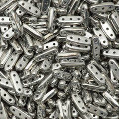 CzechMates Three Hole Beam Beads Silver 15g Tube (27000)