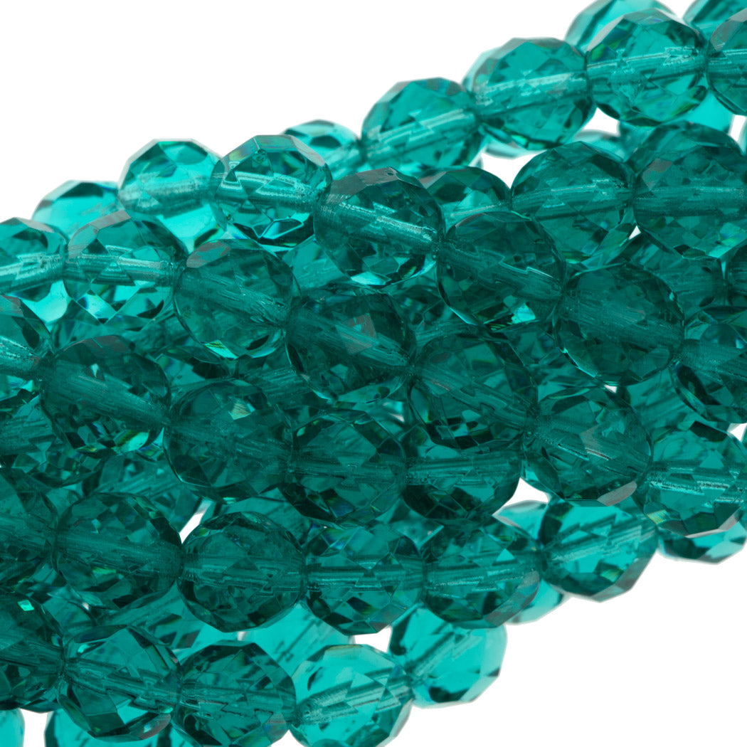 8mm Glass Beads Czech Green/turquoise 12pcs 