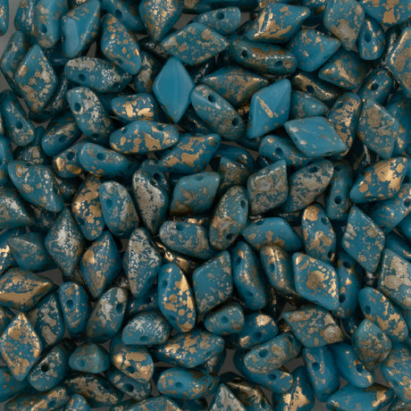 Gemduo Bead 8x5mm Gold Splash Turquoise Blue 2-Inch Tube (63030GSP)