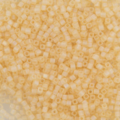 Miyuki 1.8mm Cube Seed Bead Transparent Matte Light Amber AB 8g Tube (132FR)