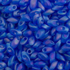 Miyuki Long Magatama Seed Bead Transparent Matte Blue AB 8g Tube (150FR)