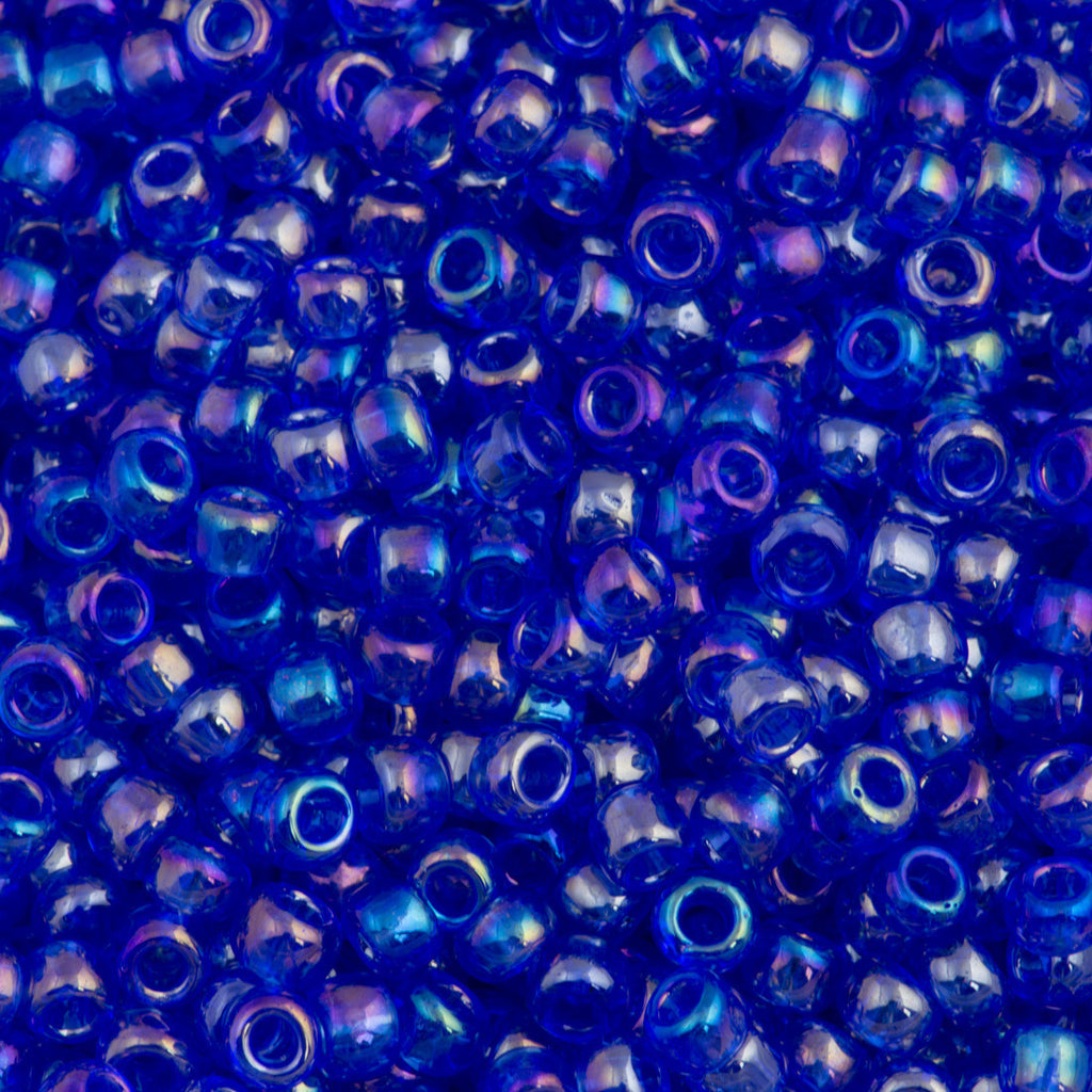 Toho Round Seed Beads 6/0 Transparent Cobalt AB 2.5-inch tube (178)